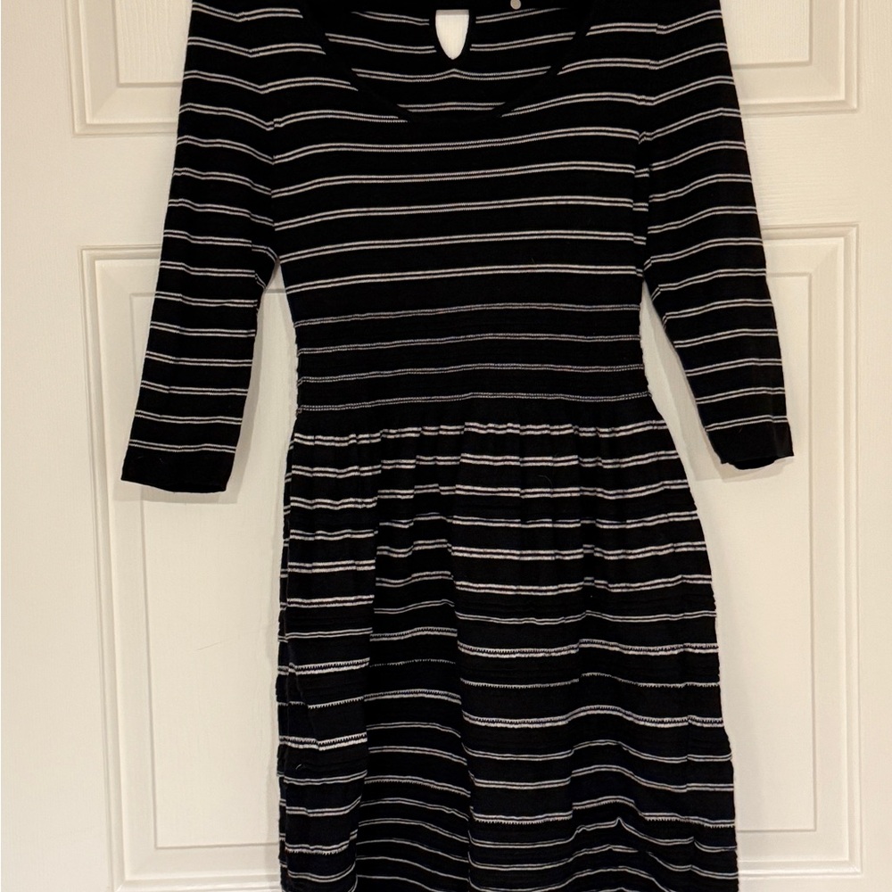 Anthropologie Black and White Striped Dress